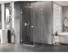 Mexen Lunar-B L, výklopný sprchový kút ľavý 100 x 100 cm, 8mm číre sklo, biely profil, 832L-100-100-20-00-L