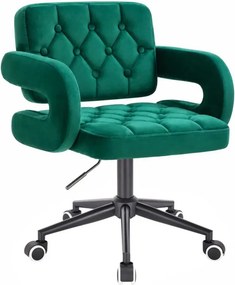 LuxuryForm DESIGN Stolička ADRIA VELUR na čiernej podstave s kolieskami - zelená