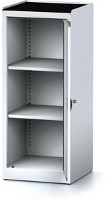 Úzka policová dielenská skriňa MECHANIC, 2 police, 490 x 500 x 1170 mm, sivé dvere