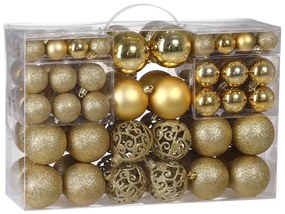 Sada vianočných závesných dekorácií REGALO zlatá (100 ks)