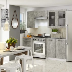 Kuchynská linka OLIVIA H720 1.8 m s vitrínou betón