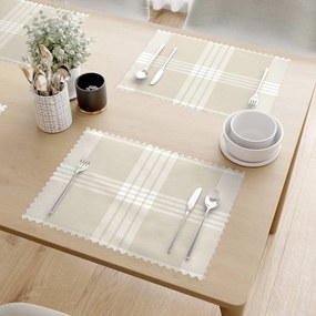 Goldea vianočné prestieranie na stôl teflónové - biele káro na béžovej - sada 2ks 30 x 40 cm