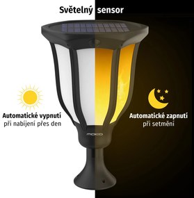 Bezdoteku LEDSolar 168 solárne vonkajšie lampáš lucerna 1 ks, so senzorom, bezdrôtové, IPRO, 1W, teplá            farba