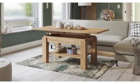 Rozkladací konferenčný/jedálenský stôl s policou ADONIS dub  craft