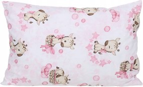 Detské bavlnené obliečky do postieľky 120x90 cm BABYMAM PREMIUM - Žirafa - ružové