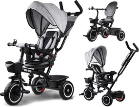 Detská trojkolka Tiny Bike 3 v 1 so strieškou, otočná SP0650 sivá