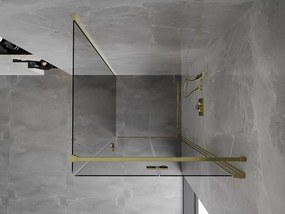 Mexen Mist-F T, 1-krídlový skladací sprchový kút pravý 70 x 70 cm, číre sklo, zlatý lesklý profil, 8A6T-070-070-50-00-P