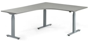 Nastaviteľný stôl MODULUS, rohový, 1600x2000 mm, strieborná, svetlošedá