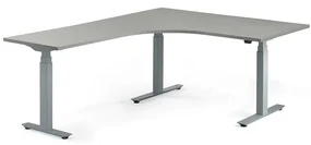 Nastaviteľný stôl MODULUS, rohový, 1600x2000 mm, strieborná, svetlošedá