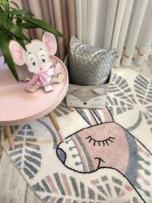 Detský koberec Kiddy LAMA / LISTY pastelový