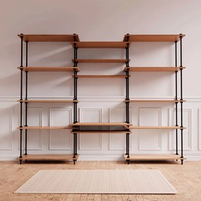 Regál s písacím stolom DECO s 15 policami, 185x235x35/52,5 cm