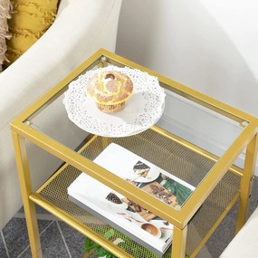 Odkladací stolík Vasagle Nortia 40 cm číry/zlatý