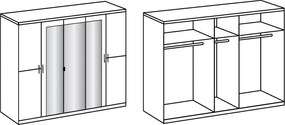 Šatníková skriňa so zrkadlami Anna, 225 cm, biela