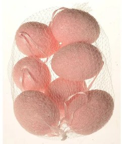 Umelé Vajíčka závesné ružová, sada 9 ks, v. 6 cm, sieťka