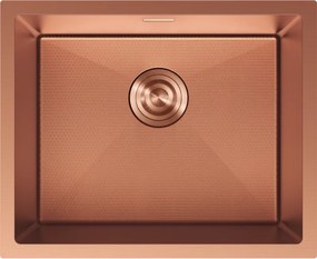 Mexen Trixo, 1-komorový nerezový drez 540 x 440 mm, medená matná, vzor voština, 6414541000-65HC