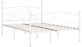 vidaXL Posteľný rám s lamelovým roštom, biely, kov 160x200 cm