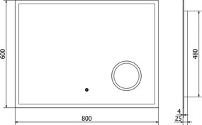 Mexen Kala, LED kúpeľňové zrkadlo s podsvietením a kozmetickým zrkadlom 80 x 60 cm, 6000K, ochrana proti zahmlievaniu, 9820-080-060-611-00
