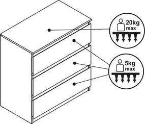 Zásuvková komoda Carlos 753S, dub artisan, výška 80 cm