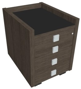 Mobilný kontajner Verno 47 x 60 cm so sklom, 4 zásuvky, dub antracit / čierna
