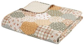 Žlto-béžový prešívaný pléd 220x230 cm Floral Patchwork – Catherine Lansfield