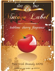 Ceduľa Vintage Label - Cherry