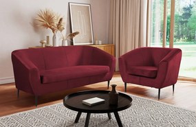 Trojmiestna pohovka Olivio, červená zamatová látka