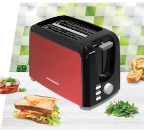 Heinner HTP-700BKRD - Hriankovač s dvoma otvormi 700W/230V červený/matný chróm