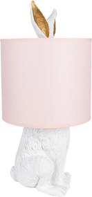 Biela stolná lampa králik s ružovým tienidlom Rabbi - Ø 20*43 cm E27/max 1*60W