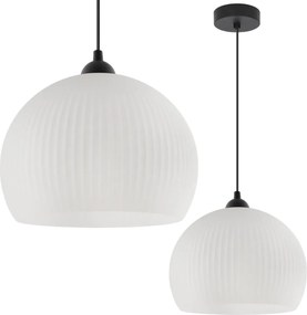 Závesné svietidlo Riffle 5, 1x biele sklenené tienidlo, b