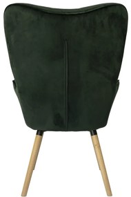 Tmavo zelené zamatové kreslo COZY