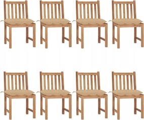 vidaXL Záhradné stoličky 8 ks s podložkami tíkový masív