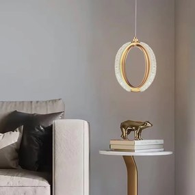 Toolight Toolight, LED krištáľové závesné svietidlo, 7W, 4000K, 500lm, G114-1CP, zlatá, OSW-09709