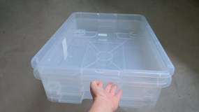 CURVER 2. akosť - Úložný box pod posteľ XXL s vekom a kolieskami DODO BOX 79 x 59 x 17cm (sada 2 ks bez viečka)