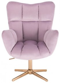 LuxuryForm DESIGN Kreslo AURORA VELUR na zlatom kríži - levanduľa