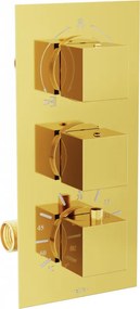 Mexen Cube termostatická vaňovo-sprchová batéria s 3 výstupmi, zlatá - 77503-50