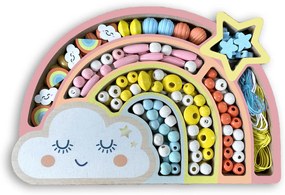 Drevené pastelové koráliky - Dúha, 180 ks