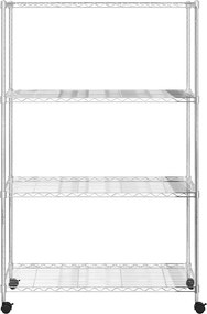Multidom Regál so 4 policami na kolieskach 90x35x142 cm chrómový 200 kg