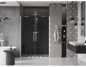 Mexen Velar Duo, posuvné sprchové dvere do otvoru 160 cm, 8mm šedé sklo, biela matná, 871-160-000-42-20