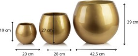 Sada 3 ks keramických květináčů NEVA MARBLE XI zlatá