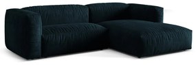 Tmavomodrá zamatová modulárna rohová pohovka (pravý roh/s leňoškou) Martina – Micadoni