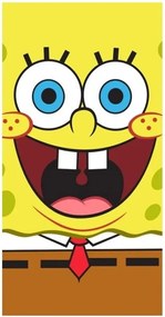 Detská plážová osuška Vysmiaty SpongeBob - 100% bavlna s gramážou 300 gr./m2 - 70 x 140 cm