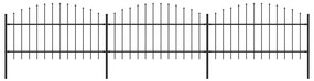 Záhradný plot s hrotmi, oceľ (1-1,25)x5,1 m, čierny
