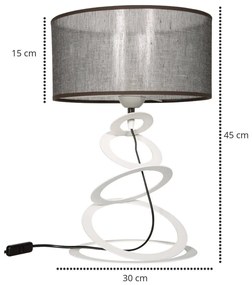 Stolová lampa INDIGO, 1x sivé textilné tienidlo, čierna konštrukcia