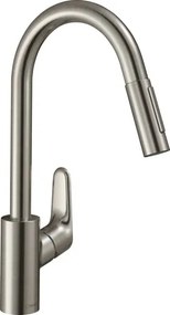 Drezová batéria Hansgrohe Focus M41 s vyťahovacou spŕškou, 2 prúdy vzhľad nerezu 31815800, 1 ks