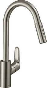 Drezová batéria Hansgrohe Focus M41 s vyťahovacou spŕškou, 2 prúdy vzhľad nerezu 31815800