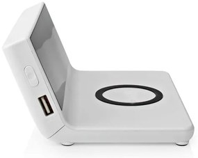 Nedis WCACQ20WT - Budík s LCD displejom a bezdrôtovú nabíjačkou 15W/5V biela
