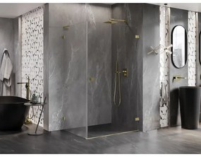 Mexen Lunar-B L výklopný sprchový kút pravý 100 x 80 cm, číre sklo, zlatá matná, 832L-100-080-55-00-P