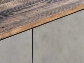 furniture-nabytek.cz - Masívna zostava kúpeľňového nábytku Dingle III z recyklovanej borovice a MDF, lakovaná, prírodná a šedá