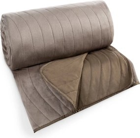 Béžový velúrový prehoz na posteľ s vlnitým prešívaním Šírka: 200 cm | Dĺžka: 220 cm