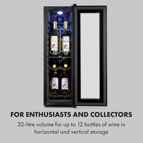 Shiraz 12 Slim, vinotéka, 32 l, 12 fliaš, 85 W, 5–18°C, dotykový ovládací panel